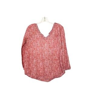 World Market Cotton Boho Paisley Shirt‎ Double V Tasseled Lightweight Size Large